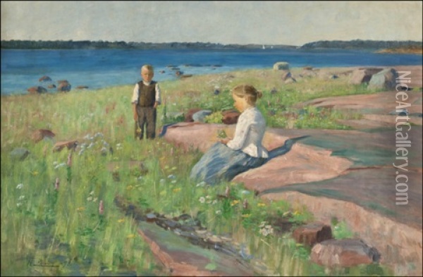 Kesapaiva Ahvenanmaalla Oil Painting - Hanna Roennberg