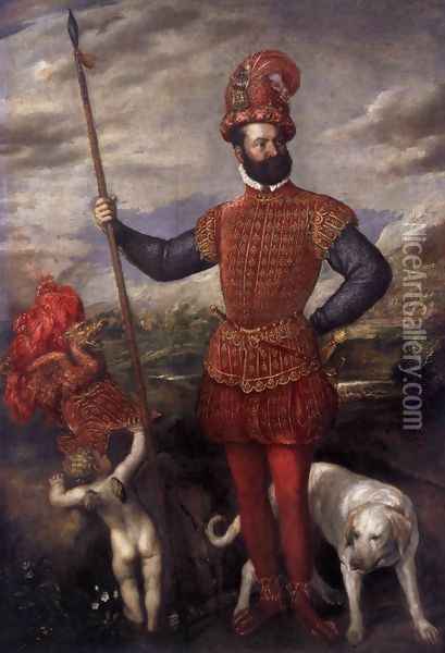 Man in Military Costume Oil Painting - Tiziano Vecellio (Titian)