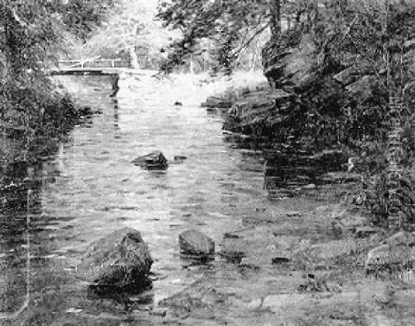 Susie's Bridge, Branford River, Connecticut Oil Painting - Louis Aston Knight