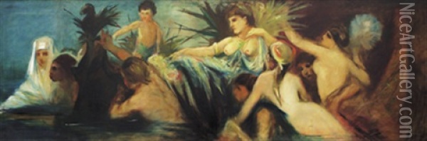 Die Nilfahrt Der Kleopatra Oil Painting - Hans Makart