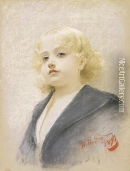 The Portrait Of A Blonde Girl Oil Painting - Alois Hans Schramm