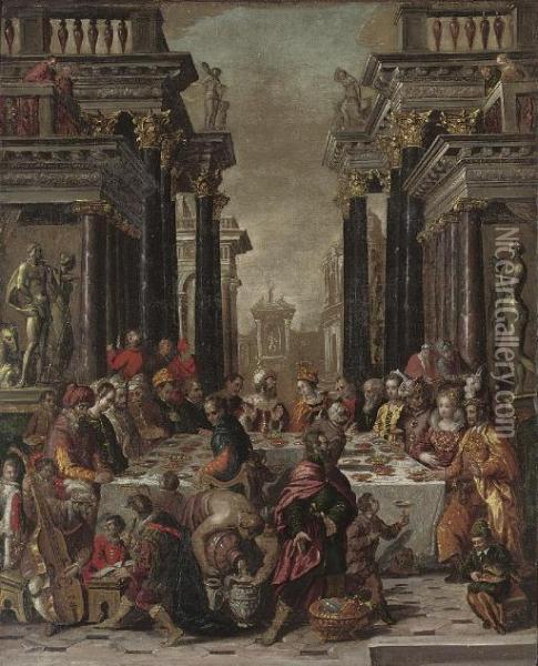 Balthasar's Feast Oil Painting - Lambert Sustris