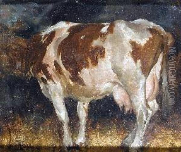 Mucca Oil Painting - Giuseppe Augusto Levis