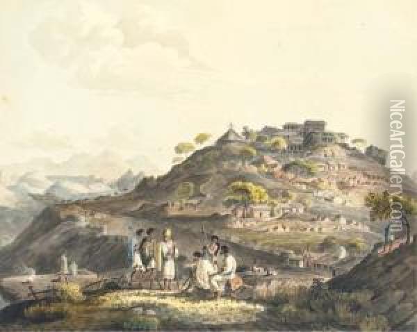 Town Of Dixan In Abyssinia Oil Painting - Henry Salt