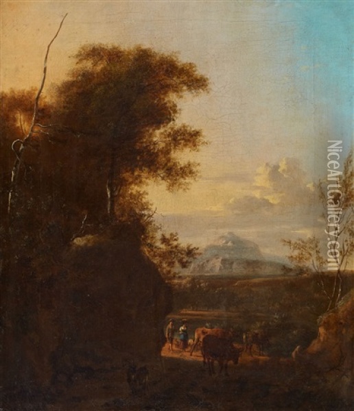 Southern Landscape With Cattle Oil Painting - Frederick De Moucheron