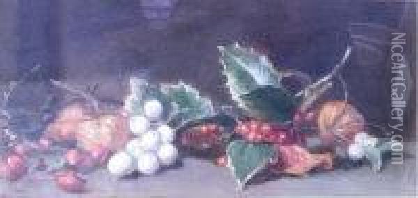 Still Life, Holly And Winter Oil Painting - Walter Gay