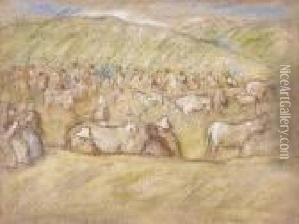 In The Field Oil Painting - Jozsef Rippl-Ronai