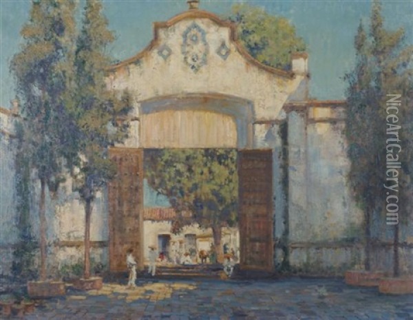 Cathedral Gate, Cuernavaca, Mexico Oil Painting - Alson Skinner Clark