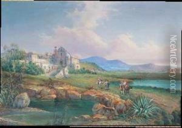 Paesaggio Con Chiesa Oil Painting - Guglielmo Giusti
