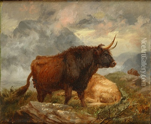 Stier In Een Berglandschap Oil Painting - Richard Beavis