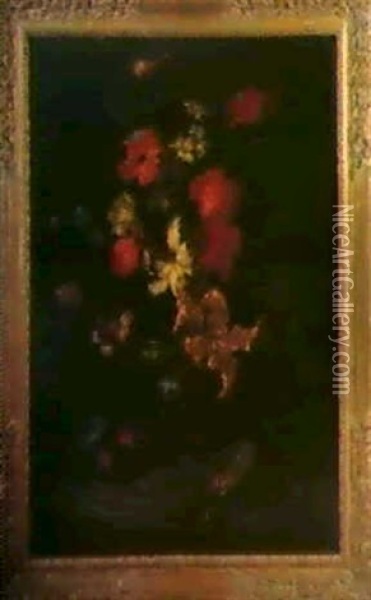Stilleben Mit Blumen Und Fruchten. Oil Painting - Mario Nuzzi