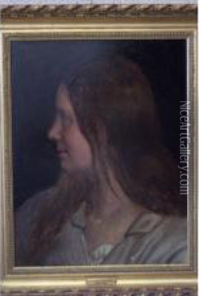 Portrait De Jeune Femme Oil Painting - Thomas Couture