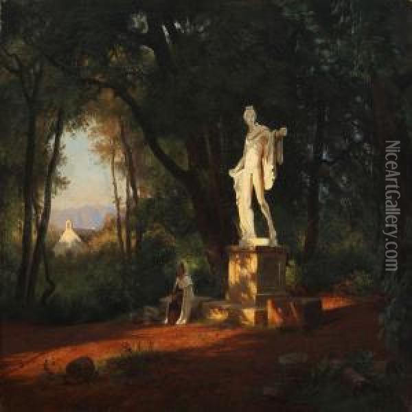 Contemplating Monk Oil Painting - Frederik Niels M. Rohde