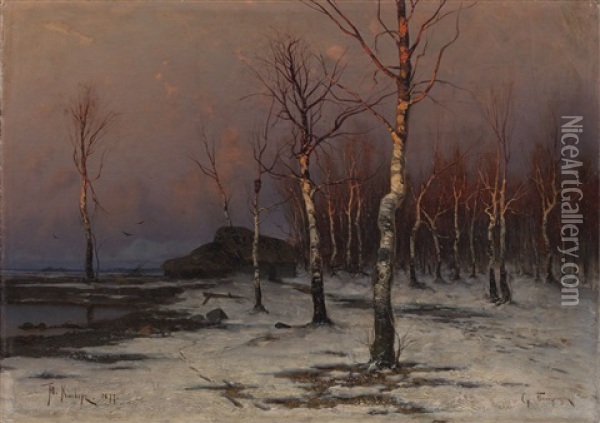 Winter Lanscape Oil Painting - Yuliy Yulevich (Julius) Klever