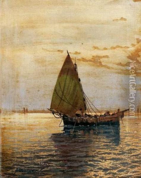 La Barque Des Pecheurs Oil Painting - Aleksandr Karlovich Beggrov