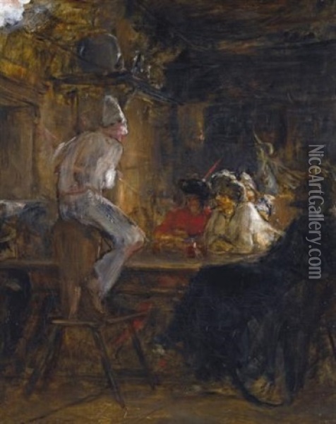 In The Tavern Oil Painting - Nikolaus Gysis