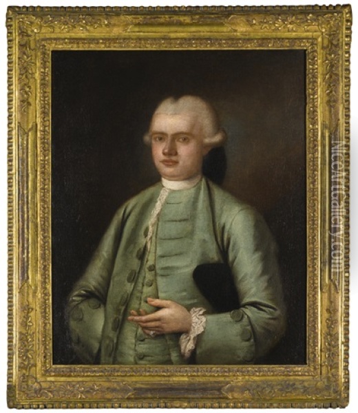Portrait Of A Man In A Green Jacket Oil Painting - Pietro Longhi