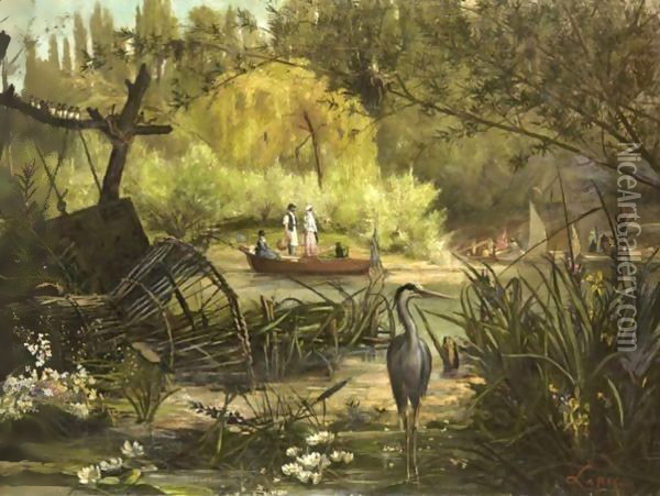 La Partie De Bateau Oil Painting - Ludovic-Napoleon Lepic