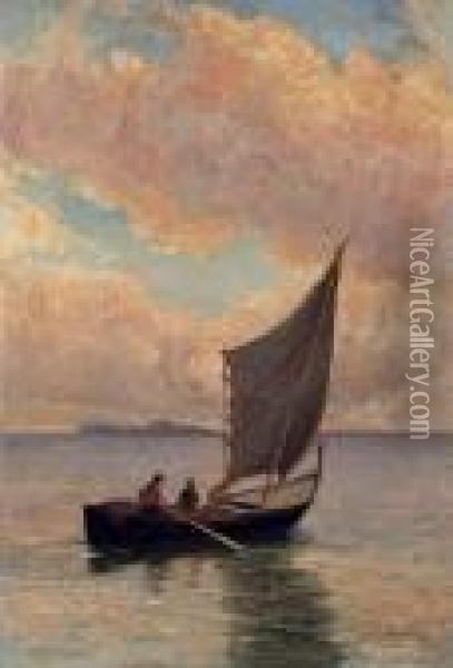Pescatori Davanti A Capri Oil Painting - Achille Vertunni