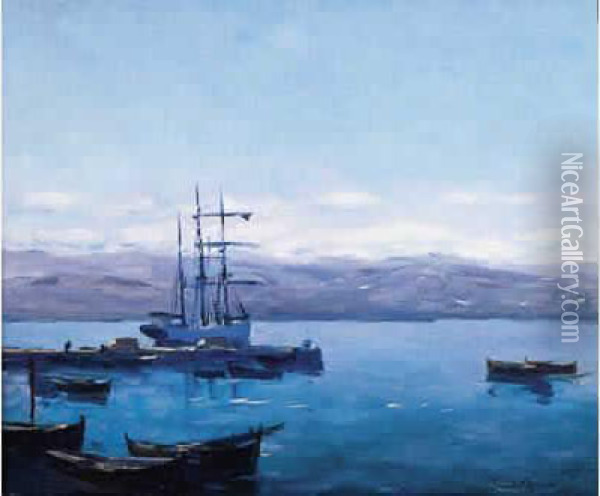 Vue Du Port D'ajaccio Oil Painting - Paul Morchain
