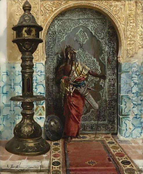 Nubian Guard Oil Painting - Rudolph Ernst