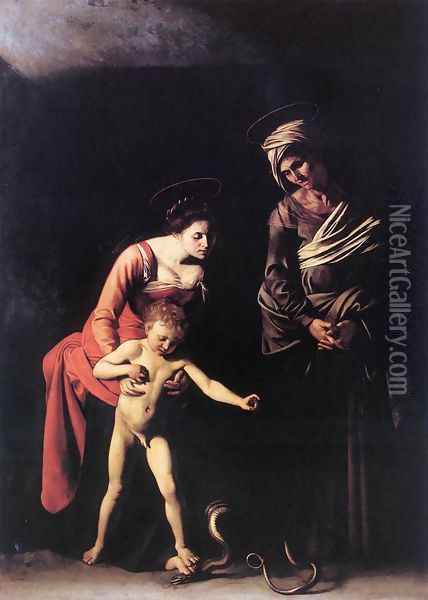 Madonna with the Serpent 1606 Oil Painting - Caravaggio