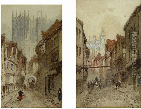 Street Scenes In York Oil Painting - Paul Marny