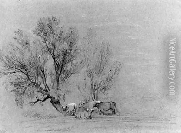 Cattle beneath a tree Oil Painting - Peter de Wint