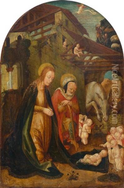 Double Sided Painted Altar Panel: The Adoration Of The Child And Verso The Vernicle Oil Painting - Defendente Ferrari