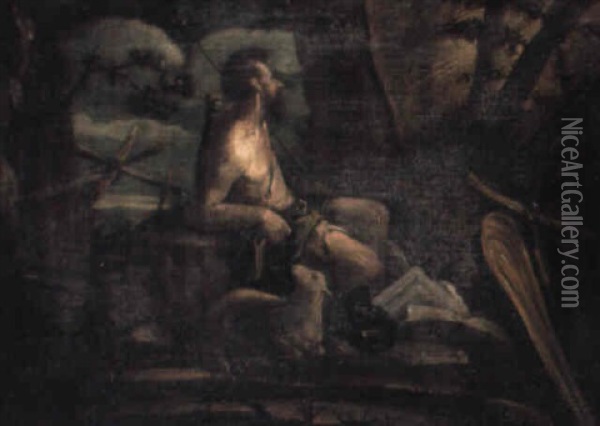 St. John The Baptist In The Wilderness Oil Painting - Leandro da Ponte Bassano