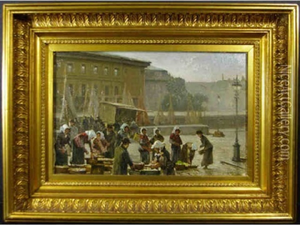 The Market Place Oil Painting - Edvard Frederik Petersen