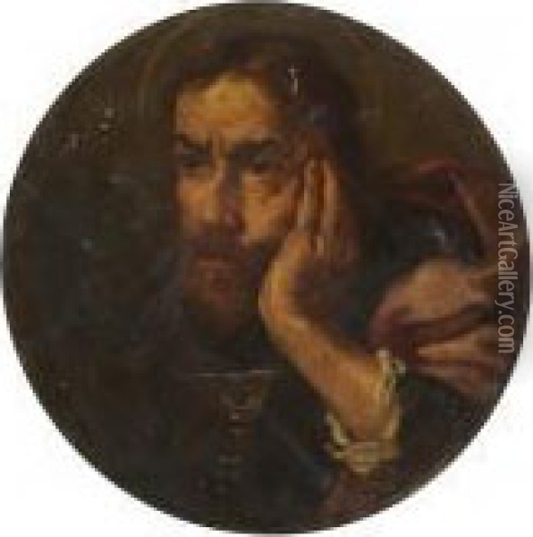 The Head Of A Male Saint Oil Painting - Bernhard Keil
