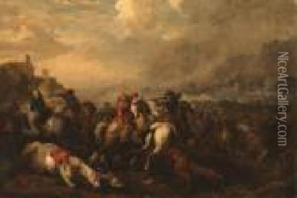 A Cavalry Battle Oil Painting - Francesco Simonini