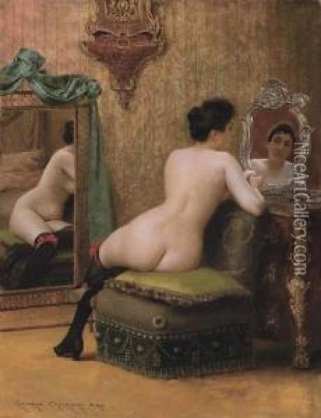 Femme Au Boudoir Oil Painting - Georges Croegaert
