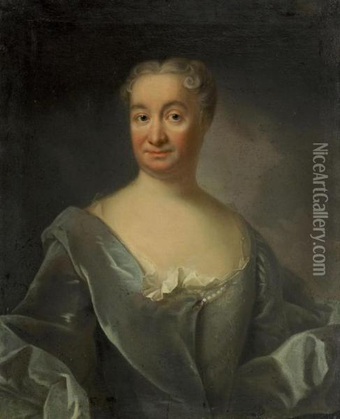 Portratt Av Friherrinnan Hedvig Charlotta Fleetwood - Midjebild Oil Painting - Johan Henrik Scheffel