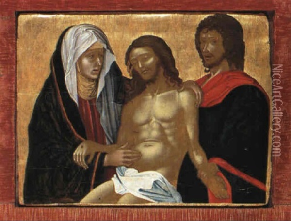 Grablegung Christi, Zu Seiner Rechten Maria, Zu Seiner      Linken Johannes Oil Painting - Giovanni Bellini