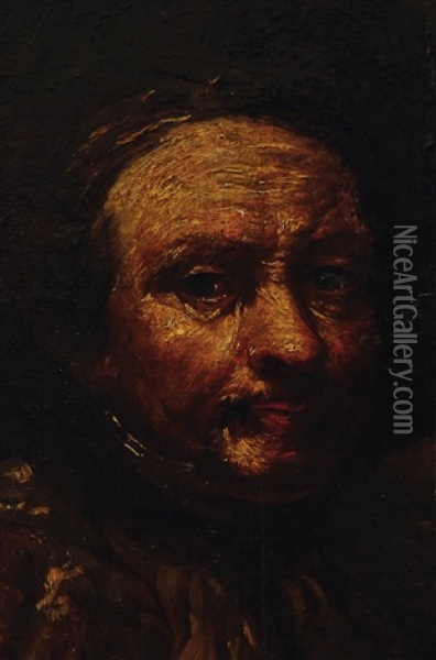 Bildnis Eines Herrn, Einen Stock In Der Hand Haltend Oil Painting -  Rembrandt van Rijn