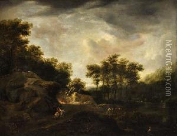 Krajina S Jazdcom Oil Painting - Salomon van Ruysdael