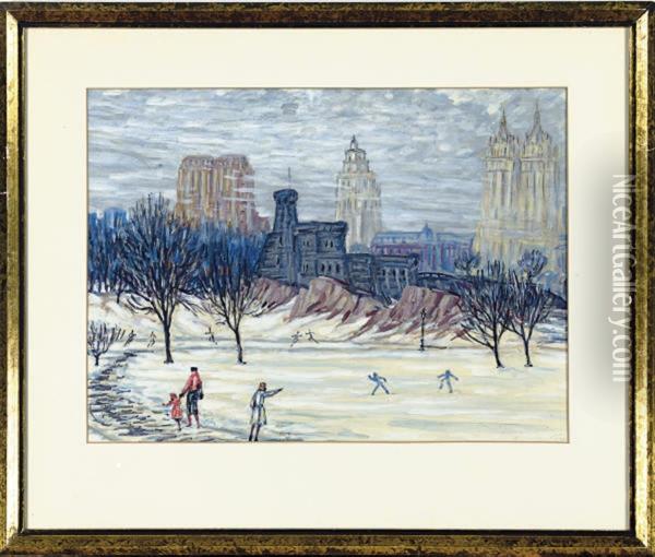 Snowball Fight On The Great Lawn, Central Park Oil Painting - Henry Ives Cobb