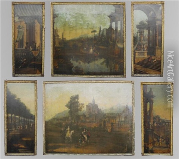 Untitled (venetian View) (+ 5 Others; 6 Works) Oil Painting - Francesco Battaglioli
