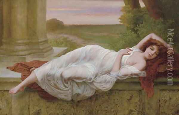 A Reclining Beauty Oil Painting - Vincent G. Stiepevich