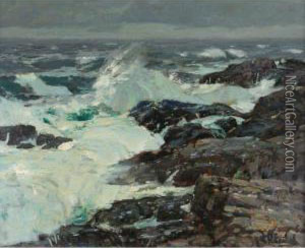 The Breakers, California Coast Oil Painting - William Frederick Ritschel