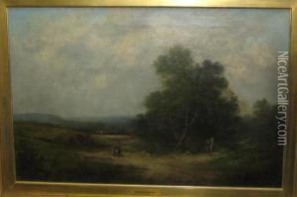 Figures On Path In A Vast Landscape Oil Painting - James Northcote