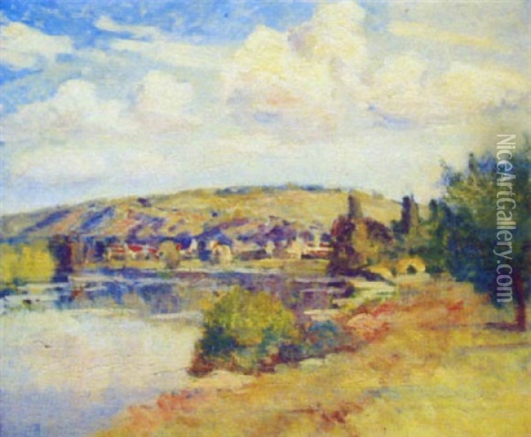 La Seine A Verthouil Oil Painting - Abel Louis Alphonse Lauvray
