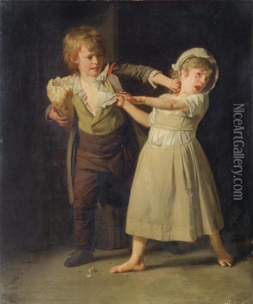 Deux Enfants Se Disputant Un Morceau De Pain Oil Painting - Henri Pierre Danloux