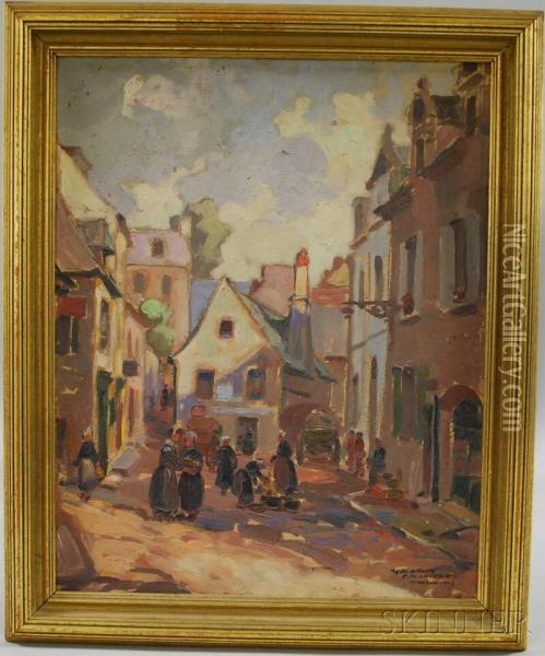 Village Scene Oil Painting - Emmanuel Marcel-Laurent