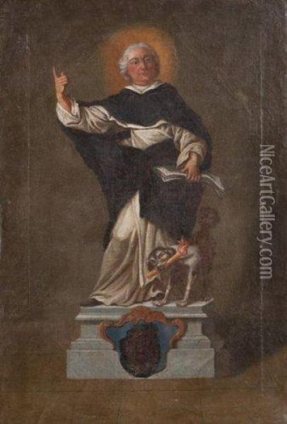 Saint Dominique D'apres La 
Statue De Pierre Legros Conservee A Labasilique Saint-pierre A Rome. Oil Painting - Gaspare Traversi