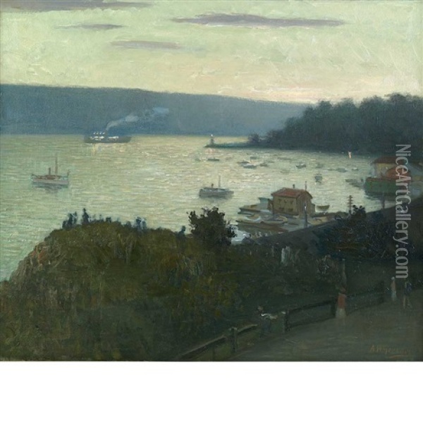 Hudson River Scene Oil Painting - Aaron Harry Gorson