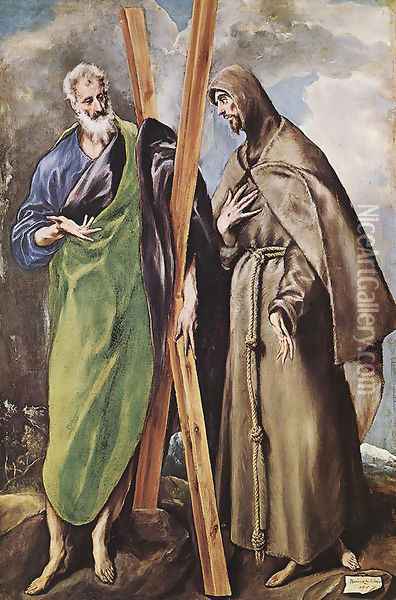 St Andrew and St Francis 1595 Oil Painting - El Greco (Domenikos Theotokopoulos)