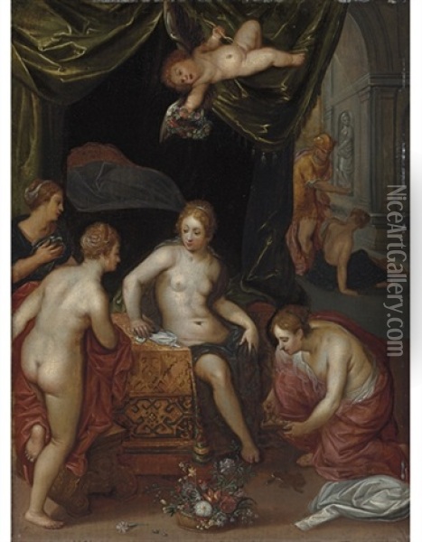 Herse And Her Sisters With Mercury Oil Painting - Hendrik van Balen the Elder